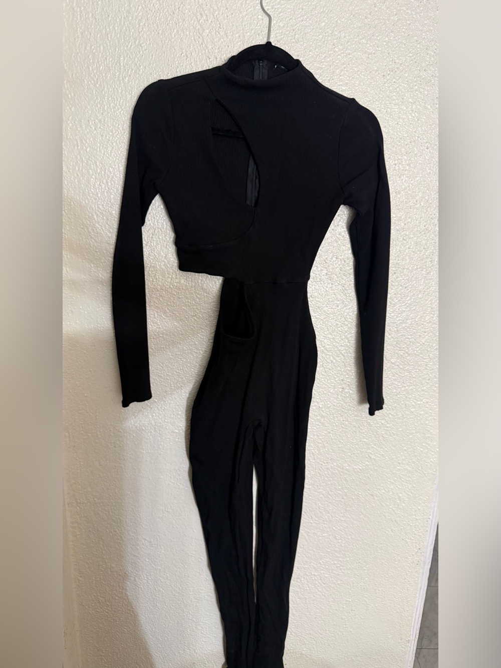 Naked wardrobe Black Asymmetrical Cutout snatching Bodycon jumpsuit size M - Picture 2 of 8